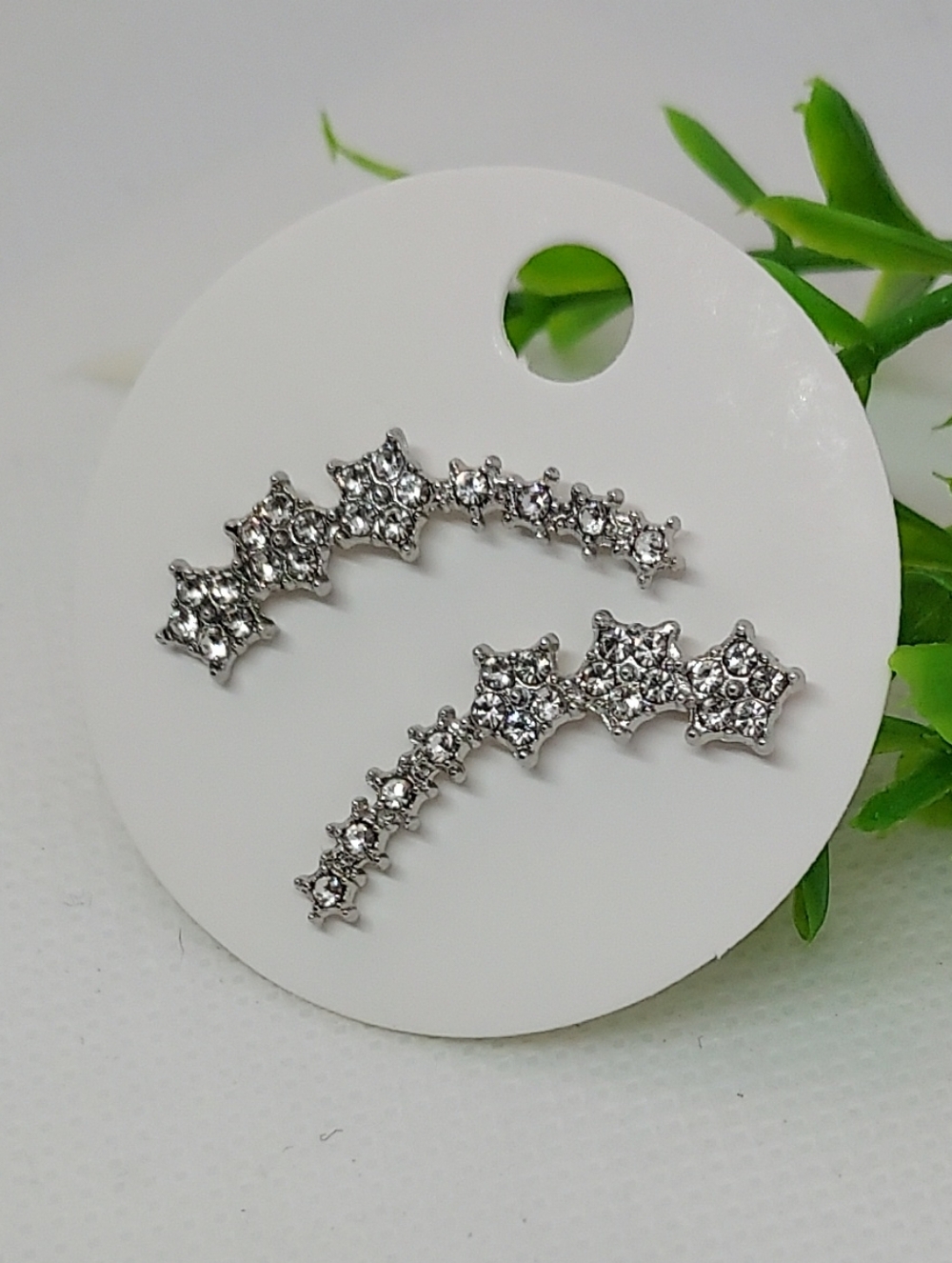Ear Climber Earrings SILVER Cubic Zirconia Floral NWT